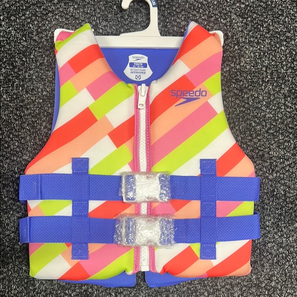 Speedo youth pfd Colorful Striped Life vest‎ swim beach vacation SZ  50-90